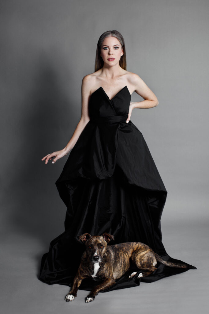 glamour portrait  using draping fabric techniques to make dress