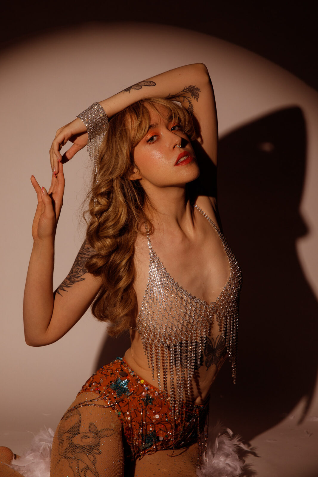 Taylor Swift Life of a Showgirl inspired luxury boudoir portrait
